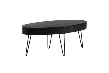 Sofabord Wohnling Solid tre 100 cm oval med skuff i landlig stil - Møbler - Bord - Sofabord & salongbord
