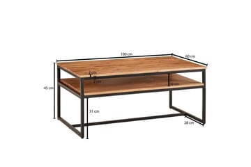 Sofabord Wohnling Solid tre 100 cm rektangulær med brett moderne - Møbler - Bord - Sofabord & salongbord