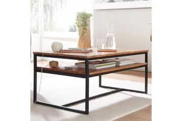 Sofabord Wohnling Solid tre 100 cm rektangulær med brett moderne - Møbler - Bord - Sofabord & salongbord