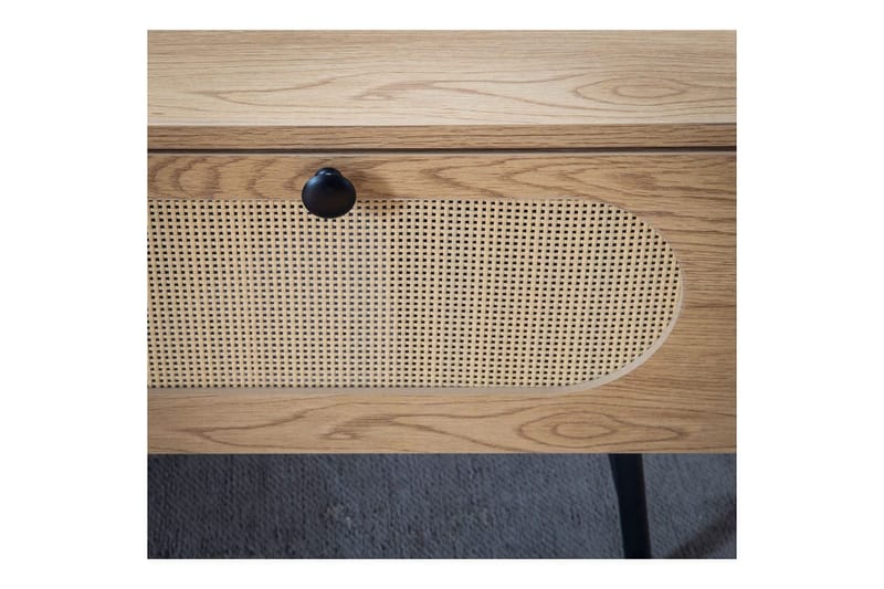 Sofabord Wohnling Tre eik utseende rektangulær med skuffe rotting oppbevaringsplass - Møbler - Bord - Sofabord & salongbord