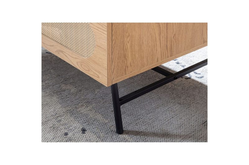 Sofabord Wohnling Tre eik utseende rektangulær med skuffe rotting oppbevaringsplass - Møbler - Bord - Sofabord & salongbord