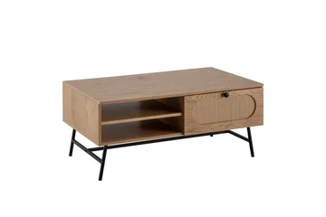 Sofabord Wohnling Tre eik utseende rektangulær med skuffe rotting oppbevaringsplass - Møbler - Bord - Sofabord & salongbord