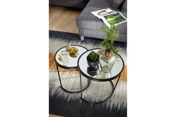 Wrighton Settbord 50 cm Rundt Salongbord Stablebart i Metall og Glass - Speilsølv - Møbler - Bord - Sofabord & salongbord