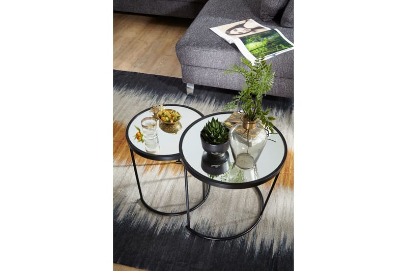 Wrighton Settbord 50 cm Rundt Salongbord Stablebart i Metall og Glass - Speilsølv - Møbler - Bord - Sofabord & salongbord