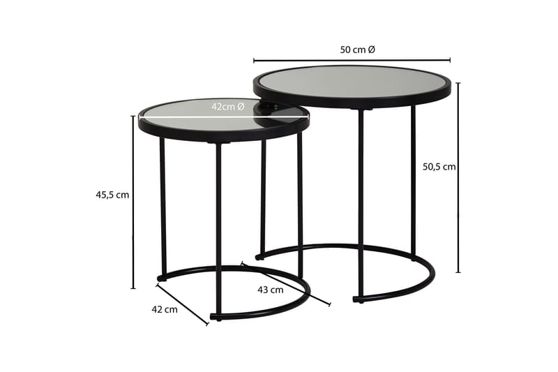 Wrighton Settbord 50 cm Rundt Salongbord Stablebart i Metall og Glass - Speilsølv - Møbler - Bord - Sofabord & salongbord