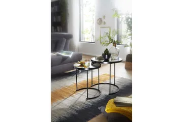 Wrighton Settbord 50 cm Rundt Salongbord Stablebart i Metall og Glass - Speilsølv - Møbler - Bord - Sofabord & salongbord