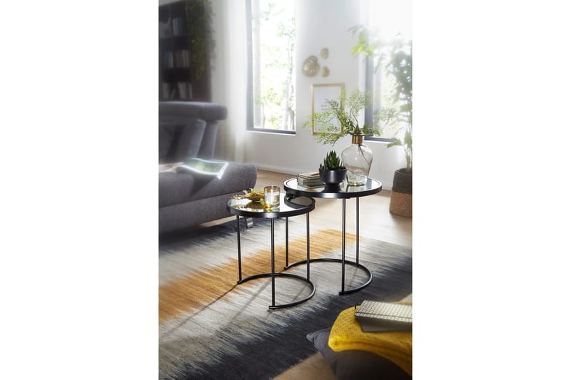 Wrighton Settbord 50 cm Rundt Salongbord Stablebart i Metall og Glass - Speilsølv - Møbler - Bord - Sofabord & salongbord