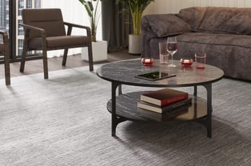 Yalbi Sofabord 90 cm med Oppbevaring Rundt Hylle - Svart - Møbler - Bord - Sofabord & salongbord