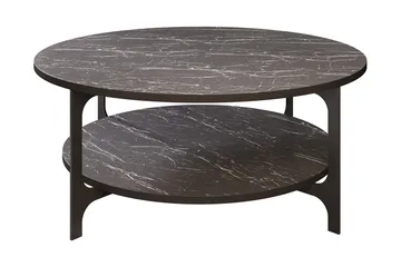 Yalbi Sofabord 90 cm med Oppbevaring Rundt Hylle - Svart - Møbler - Bord - Sofabord & salongbord - Sofabord med oppbevaring