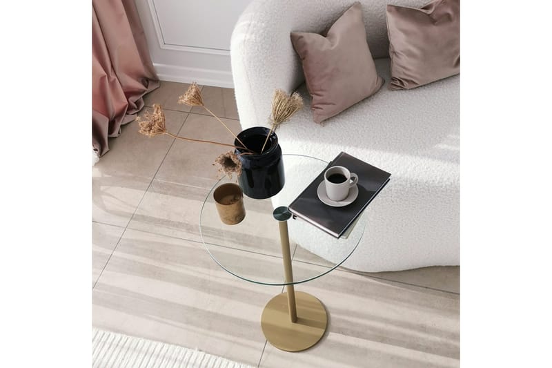 Yggersryd Sofabord 40x50x40 cm Rundt - Guld - Møbler - Bord - Sofabord & salongbord