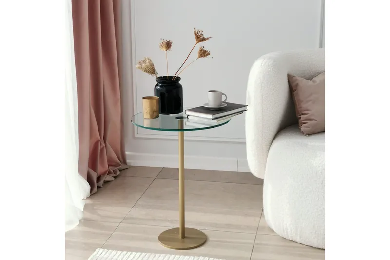 Yggersryd Sofabord 40x50x40 cm Rundt - Guld - Møbler - Bord - Sofabord & salongbord