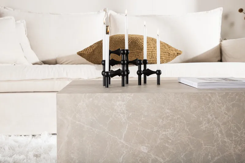 York Travertin Sofabord 80x60x40 cm - Beige / Betong - Møbler - Bord - Sofabord & salongbord