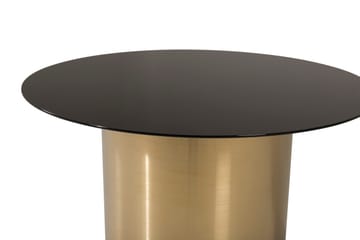 Ystad 75 cm Rundt Sofabord med Sylinderfot i Glass - Brun|Svart - Møbler - Bord - Sofabord & salongbord