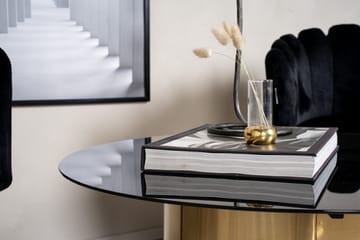 Ystad 75 cm Rundt Sofabord med Sylinderfot i Glass - Brun|Svart - Møbler - Bord - Sofabord & salongbord