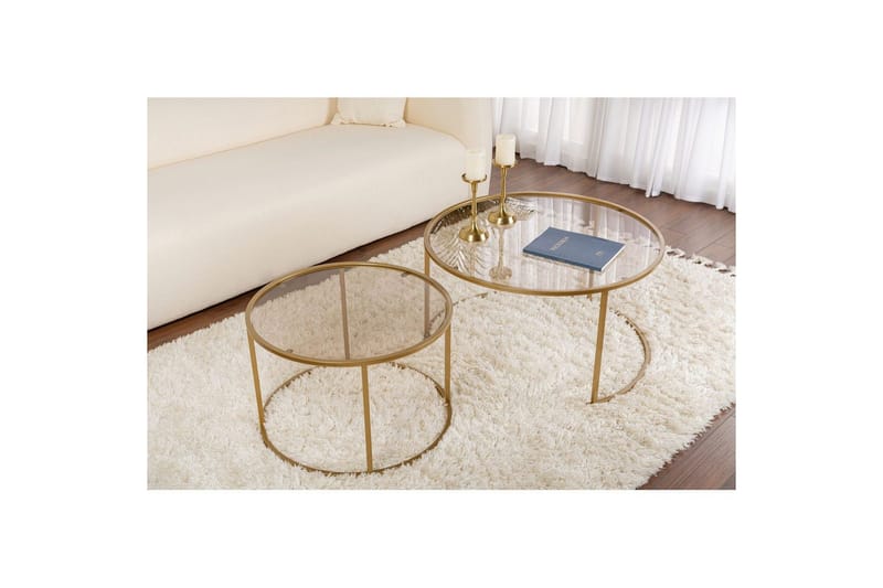 Sofabordsett 2 stykker Rikiya Gullbronse - Gullbronse - Møbler - Bord - Sofabord & salongbord