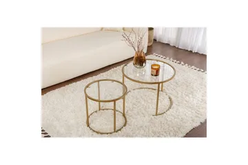 Sofabordsett 2 stykker Rikiya Liten Gulltransparent - Gulltransparent - Møbler - Bord - Sofabord & salongbord