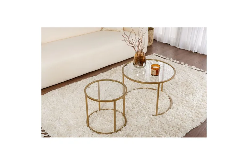 Sofabordsett 2 stykker Rikiya Liten Gulltransparent - Gulltransparent - Møbler - Bord - Sofabord & salongbord