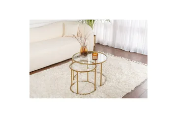 Sofabordsett 2 stykker Rikiya Liten Gulltransparent - Gulltransparent - Møbler - Bord - Sofabord & salongbord