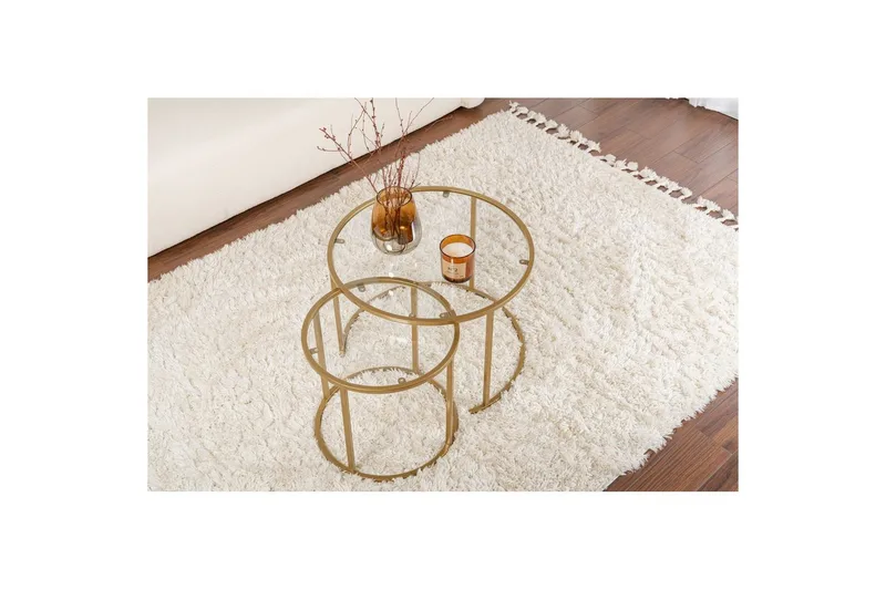 Sofabordsett 2 stykker Rikiya Liten Gulltransparent - Gulltransparent - Møbler - Bord - Sofabord & salongbord