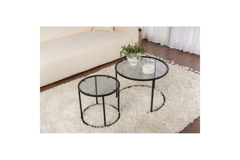 Sofabordsett 2 stykker Rikiya Liten Svart Grå - Svart Grå - Møbler - Bord - Sofabord & salongbord