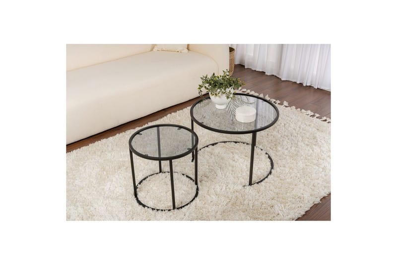 Sofabordsett 2 stykker Rikiya Liten Svart Grå - Svart Grå - Møbler - Bord - Sofabord & salongbord