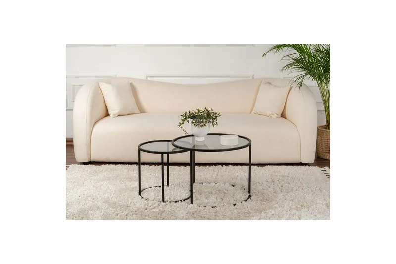 Sofabordsett 2 stykker Rikiya Liten Svart Grå - Svart Grå - Møbler - Bord - Sofabord & salongbord