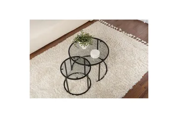 Sofabordsett 2 stykker Rikiya Liten Svart Grå - Svart Grå - Møbler - Bord - Sofabord & salongbord