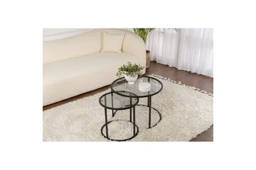 Sofabordsett 2 stykker Rikiya Liten Svart Grå - Svart Grå - Møbler - Bord - Sofabord & salongbord