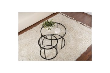 Sofabordsett 2 stykker Rikiya Liten Svart Transparent - Svart Transparent - Møbler - Bord - Sofabord & salongbord