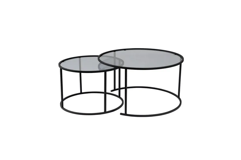 Sofabordsett 2 stykker Rikiya Svart Grå, Svart Grå