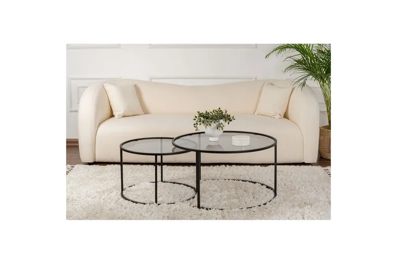 Sofabordsett 2 stykker Rikiya Svart Grå - Svart Grå - Møbler - Bord - Sofabord & salongbord