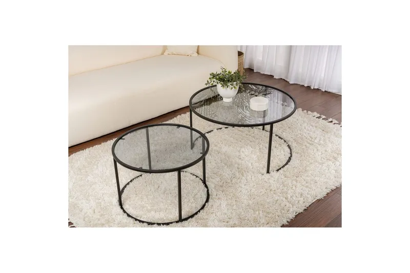 Sofabordsett 2 stykker Rikiya Svart Grå - Svart Grå - Møbler - Bord - Sofabord & salongbord