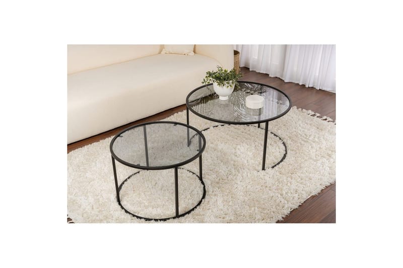 Sofabordsett 2 stykker Rikiya Svart Grå - Svart Grå - Møbler - Bord - Sofabord & salongbord