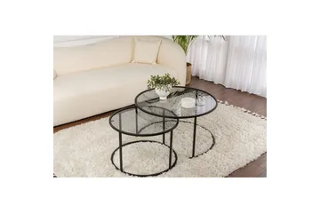 Sofabordsett 2 stykker Rikiya Svart Grå - Svart Grå - Møbler - Bord - Sofabord & salongbord