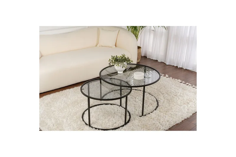 Sofabordsett 2 stykker Rikiya Svart Grå - Svart Grå - Møbler - Bord - Sofabord & salongbord