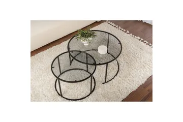 Sofabordsett 2 stykker Rikiya Svart Grå - Svart Grå - Møbler - Bord - Sofabord & salongbord