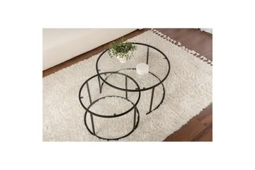 Sofabordsett 2 stykker Rikiya Svart Transparent - Svart Transparent - Møbler - Bord - Sofabord & salongbord