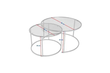 Sofabordsett 2 stykker Rikiya Svart Transparent - Svart Transparent - Møbler - Bord - Sofabord & salongbord