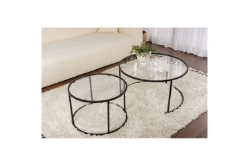 Sofabordsett 2 stykker Rikiya Svart Transparent - Svart Transparent - Møbler - Bord - Sofabord & salongbord