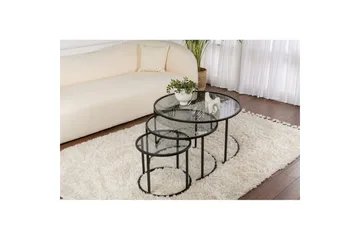 Sofabordsett 3 stykker Rikiya Svart Grå - Svart Grå - Møbler - Bord - Sofabord & salongbord