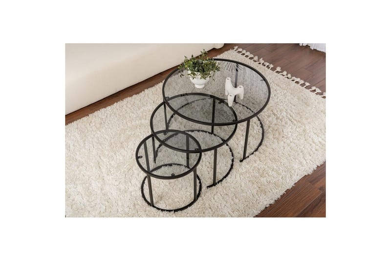 Sofabordsett 3 stykker Rikiya Svart Grå - Svart Grå - Møbler - Bord - Sofabord & salongbord