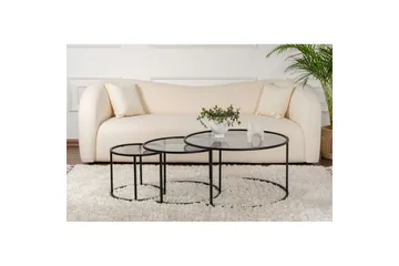 Sofabordsett 3 stykker Rikiya Svart Grå - Svart Grå - Møbler - Bord - Sofabord & salongbord