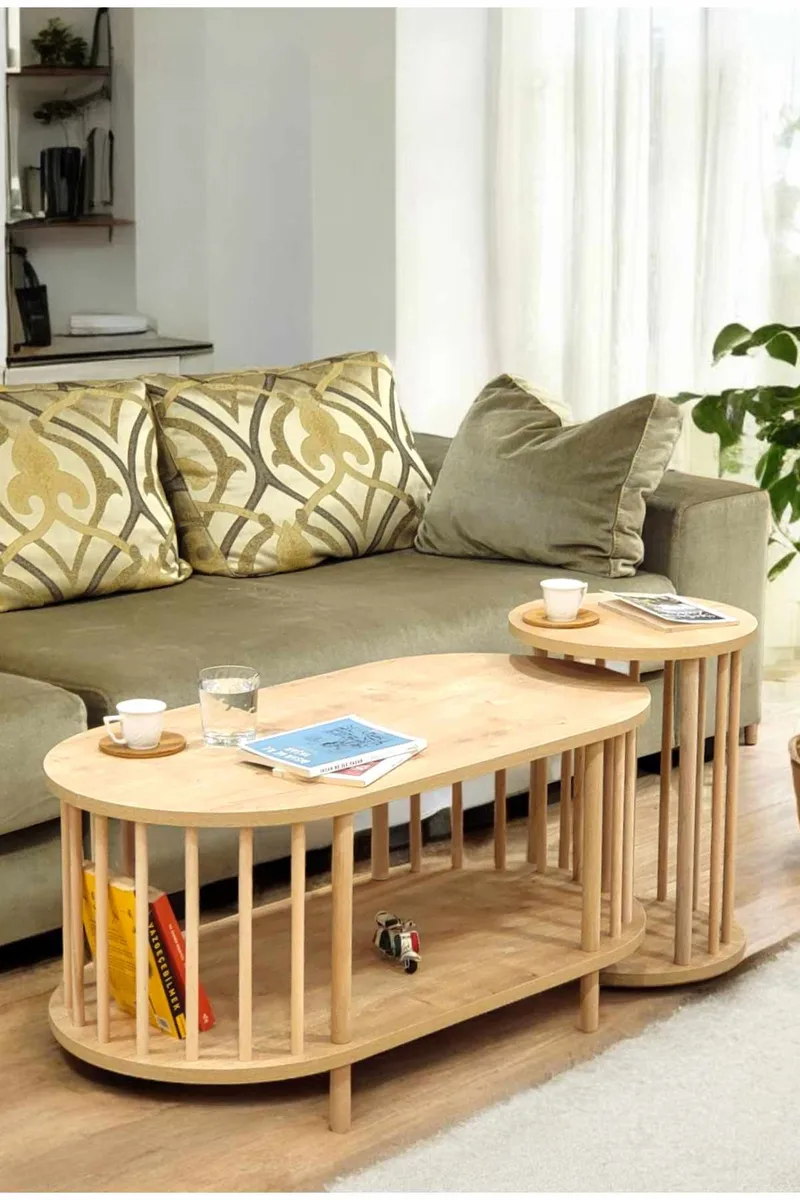 Sofabordsett Hanah Home Peka Set (90 x 43 x 45 cm) Sapphire Oak, Sapphire Oak