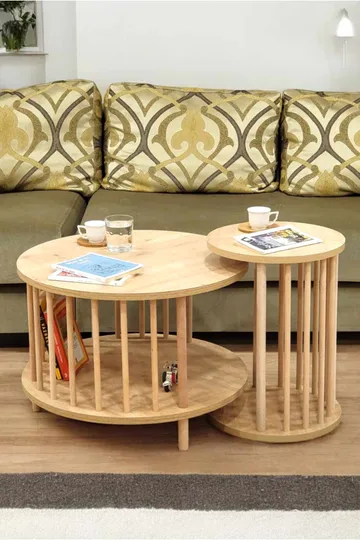 Sofabordsett Hanah Home Peka Set Pro (Ø60 x H43 cm) Sapphire Oak - Sapphire Oak - Møbler - Bord - Sofabord & salongbord