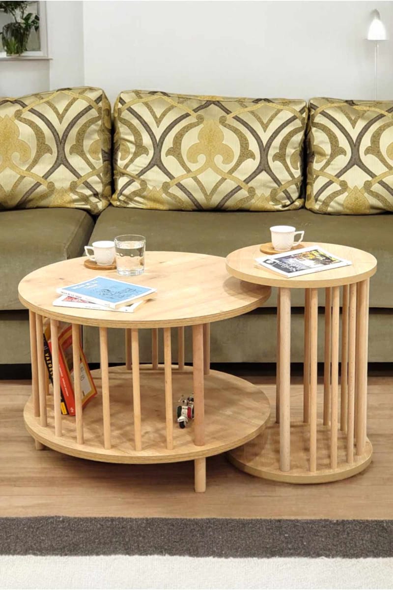 Sofabordsett Hanah Home Peka Set Pro (Ø60 x H43 cm) Sapphire Oak - Sapphire Oak - Møbler - Bord - Sofabord & salongbord