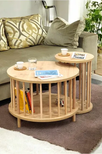 Sofabordsett Hanah Home Peka Set Pro (Ø60 x H43 cm) Sapphire Oak - Sapphire Oak - Møbler - Bord - Sofabord & salongbord