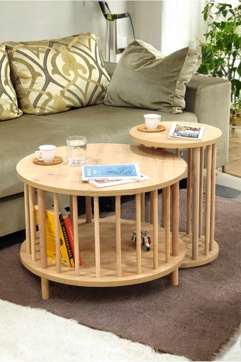 Sofabordsett Hanah Home Peka Set Pro (Ø60 x H43 cm) Sapphire Oak - Sapphire Oak - Møbler - Bord - Sofabord & salongbord