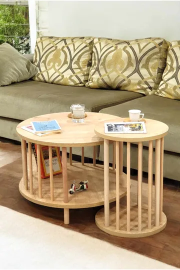 Sofabordsett Hanah Home Peka Set Pro (Ø60 x H43 cm) Sapphire Oak - Sapphire Oak - Møbler - Bord - Sofabord & salongbord