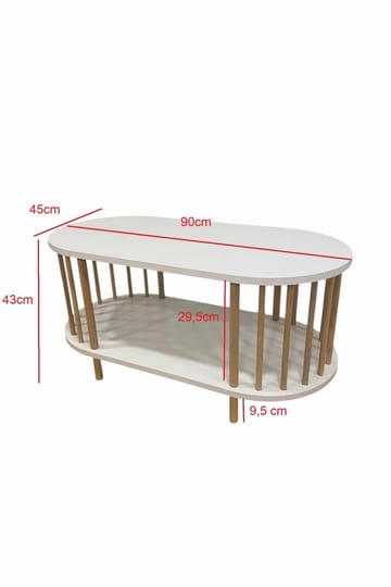 Sofabordsett Hanah Home Peka Set (90 x 43 x 45 cm) Hvit - Hvit - Møbler - Bord - Sofabord & salongbord