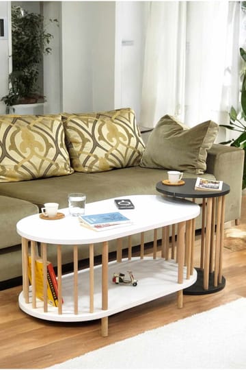 Sofabordsett Hanah Home Peka Set (90 x 43 x 45 cm) Hvit antrasitt - Hvit og antrasitt - Møbler - Bord - Sofabord & salongbord